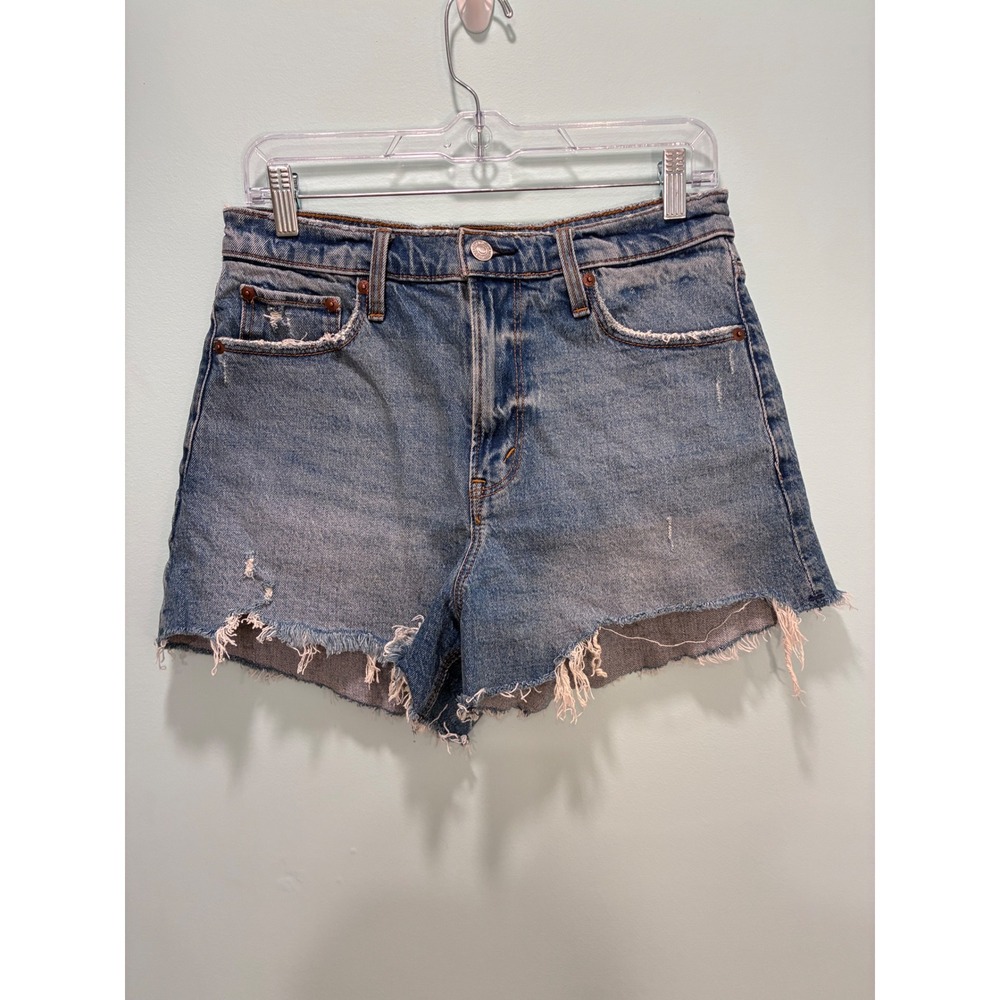 Abercrombie & Fitch The 90s Relaxed Cutoff Short High Rise Distressed Denim 29 8